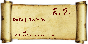 Rafaj Irén névjegykártya